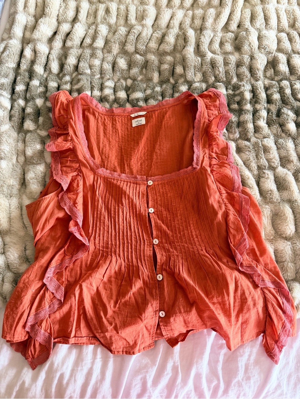 Wilfred Coral Ruffle Button-Front Blouse